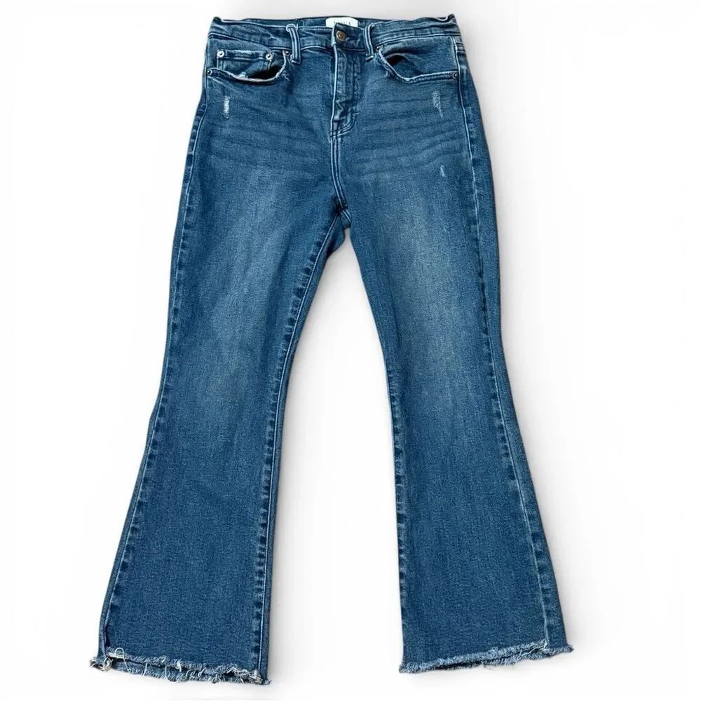Pistola High Rise Cropped Raw Hem Jeans Blue Size 29 With Distressing